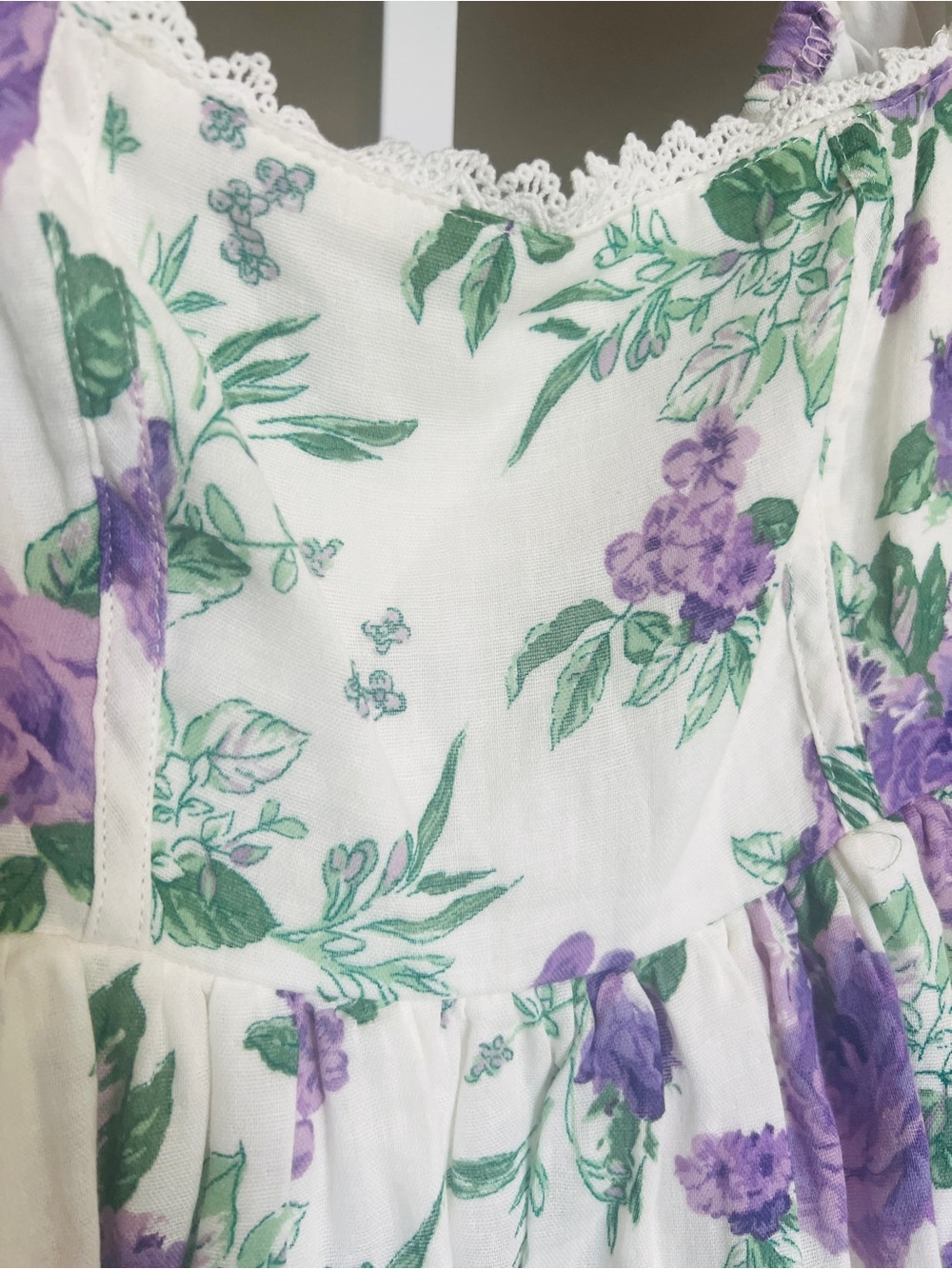 Altar’d State Floral Cottagecore Baby Doll Mini Dress SZ S Purple Wht Coquette - Picture 3 of 11
